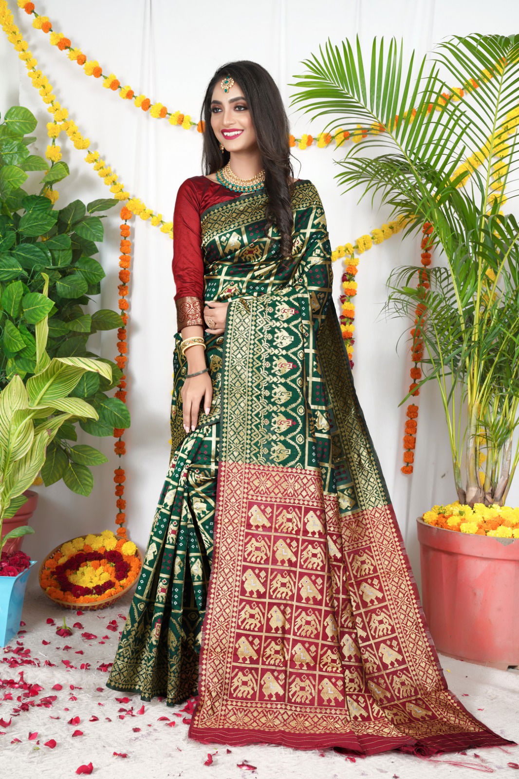 Bandhani Patola Saree By Dhruvi Designer Hub Lichi Soft Silk Saree Catalog
